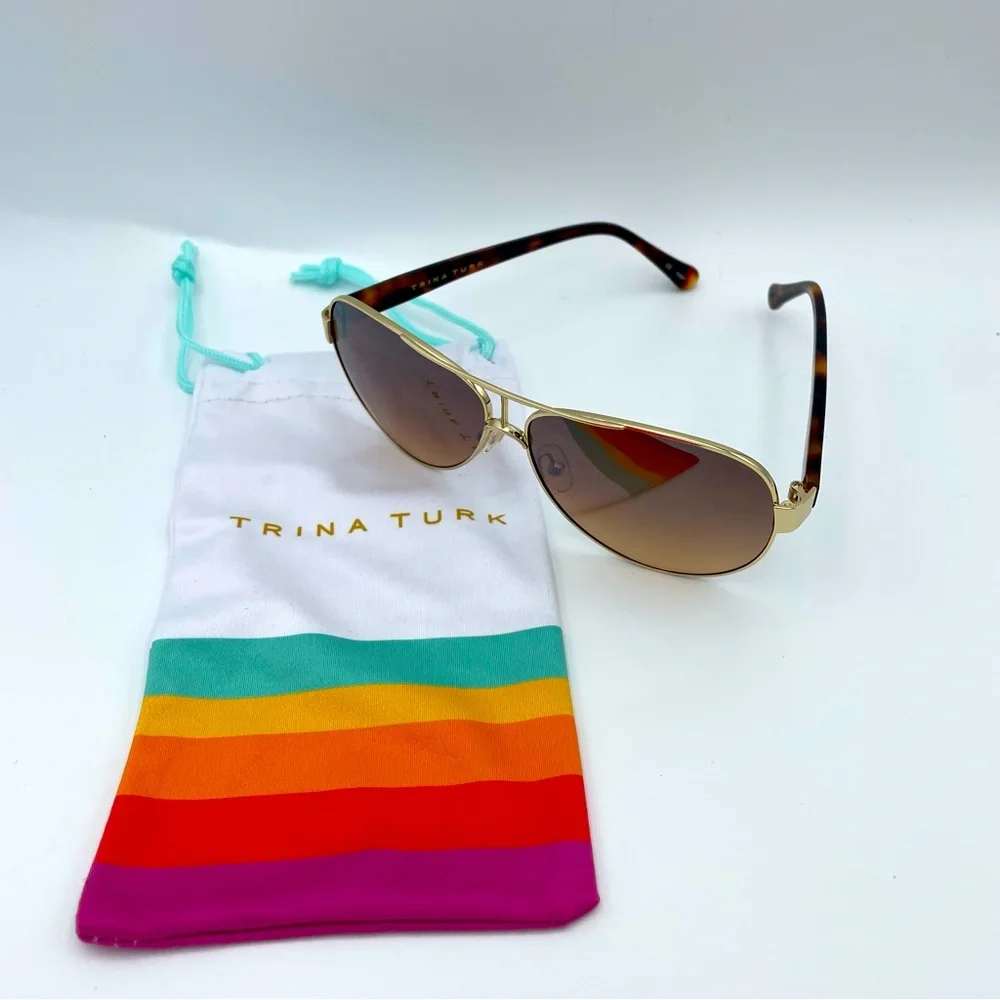 Trina Turk Sapelo Aviator Sunglasses NWT - Picture 4 of 5